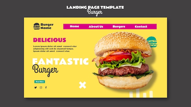 Fantastische burger landing page web vorlage