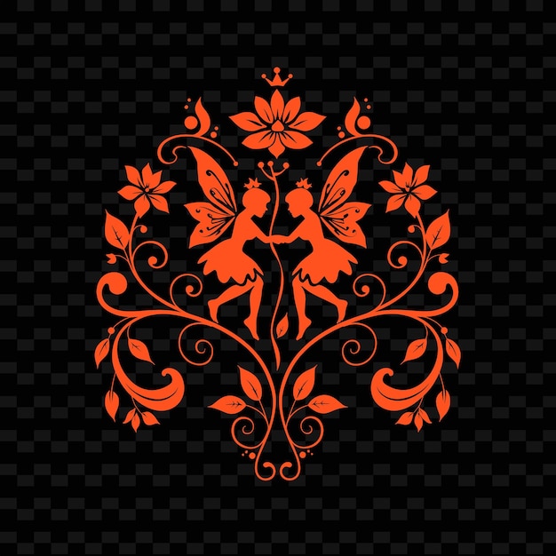 PSD fantasy gardenia logo com decorative fair design vector criativo da coleção natureza
