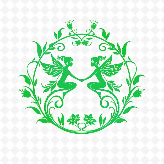 PSD fantasy gardenia logo con decorative fair diseño vectorial creativo de la colección de la naturaleza