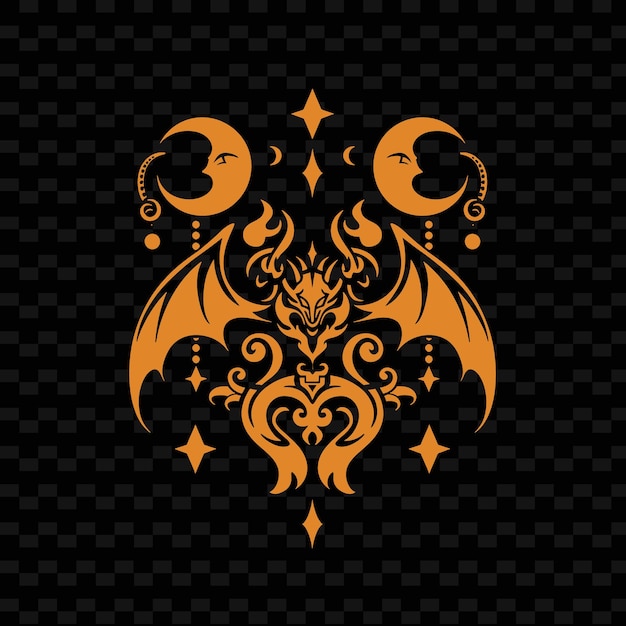 PSD fantasy nightshade logo con decorative dr diseño vectorial creativo de la colección de la naturaleza