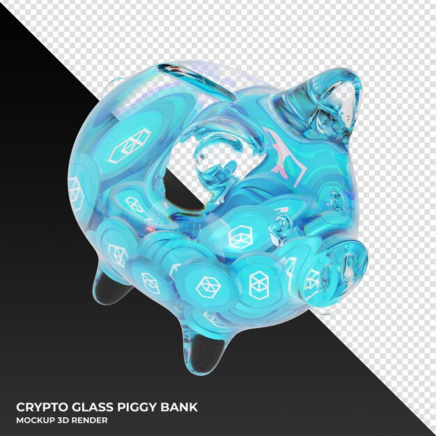 PSD fantom ftm glass hucha con crypto monedas ilustración 3d