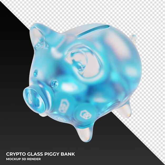 PSD fantom ftm glass hucha con crypto monedas ilustración 3d