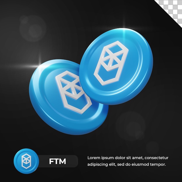 Fantom ftm kryptowährungsmünze 3d-rendering