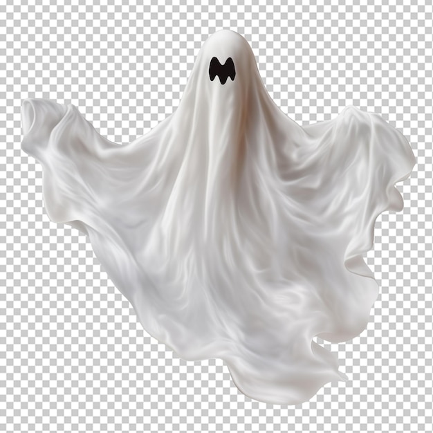 PSD fantôme d'halloween volant dans une feuille blanche fichier png d'objet découpé isolé avec ombre png