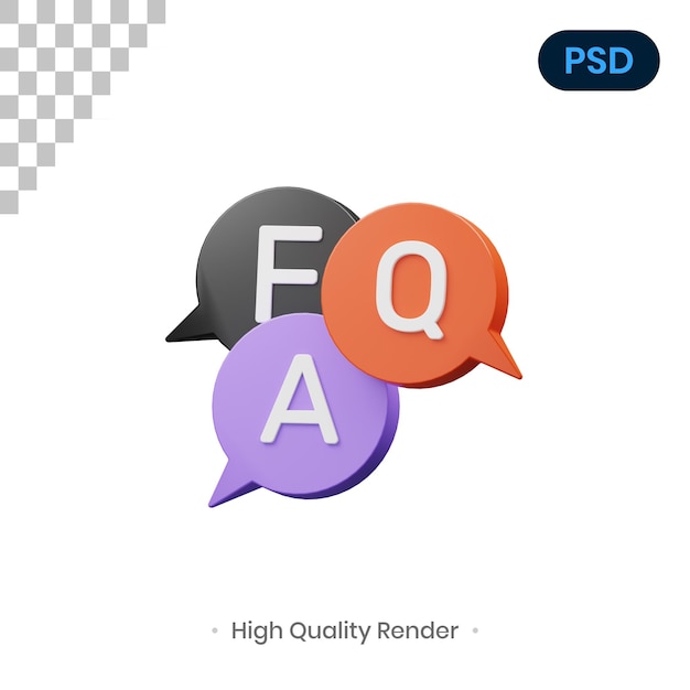 FAQ Ícone 3D Premium PSD