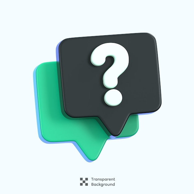 FAQ Question mark speech bubble isolated General user interface icon concept 3D Illustration