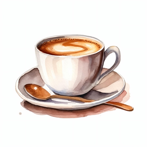 PSD farbe über eine tasse kaffee auf weißem wasser
