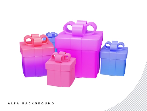Farbe volle Geschenkbox mit 3D-Vektor-Symbol Cartoon minimalen Stil