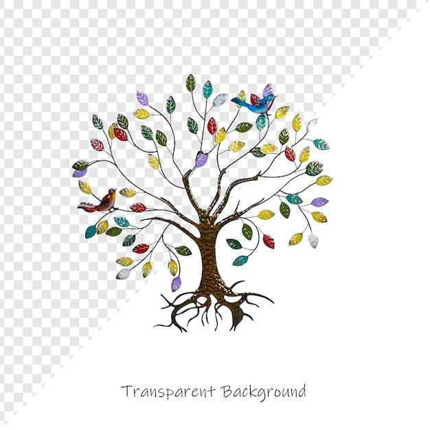 Farbenfrohe Wandkunst aus Metallbaum