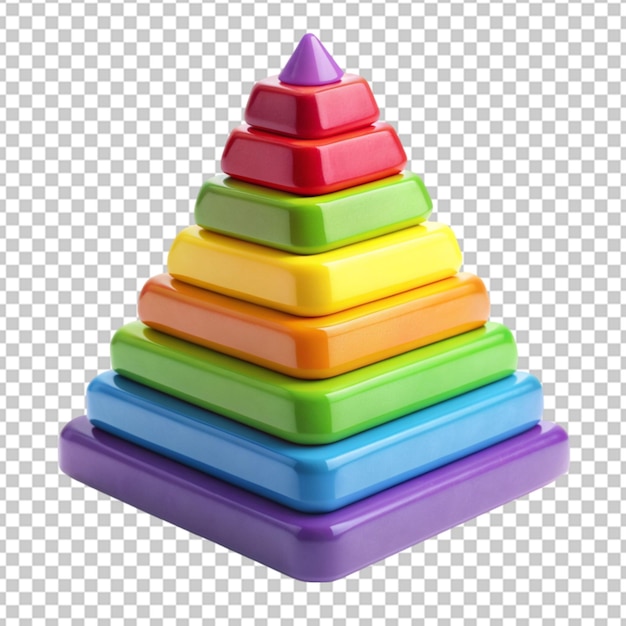 farbenfroher Spielzeugpyramide durchsichtiger Hintergrund