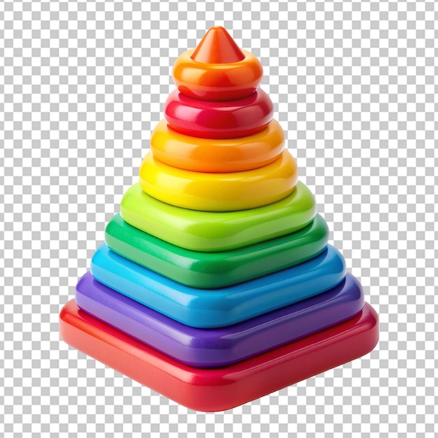 farbenfroher Spielzeugpyramide durchsichtiger Hintergrund