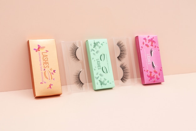 Farbenfrohes Verpackungsmodell für falsche Wimpern