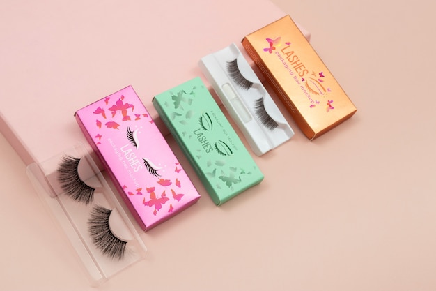 Farbenfrohes Verpackungsmodell für falsche Wimpern