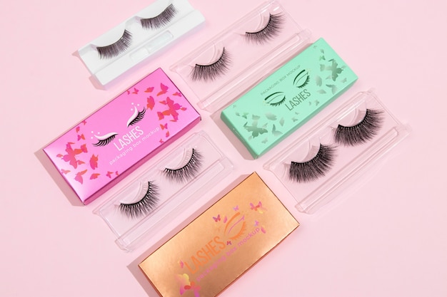 Farbenfrohes Verpackungsmodell für falsche Wimpern