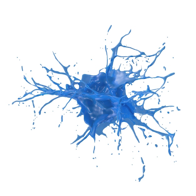Farbflüssigkeitsspritzer isoliert transparenter Hintergrund 3D-Rendering