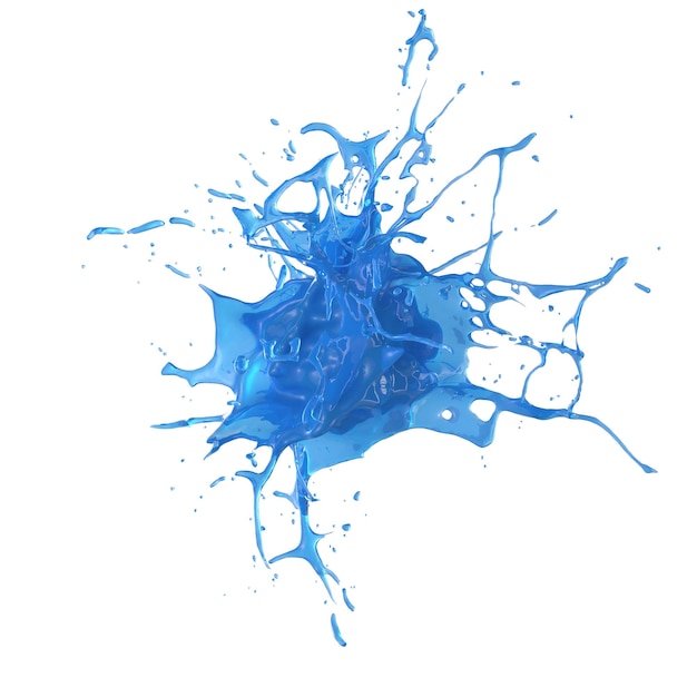 Farbflüssigkeitsspritzer isoliert transparenter Hintergrund 3D-Rendering