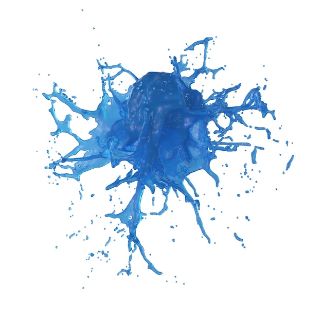 Farbflüssigkeitsspritzer isoliert transparenter Hintergrund 3D-Rendering