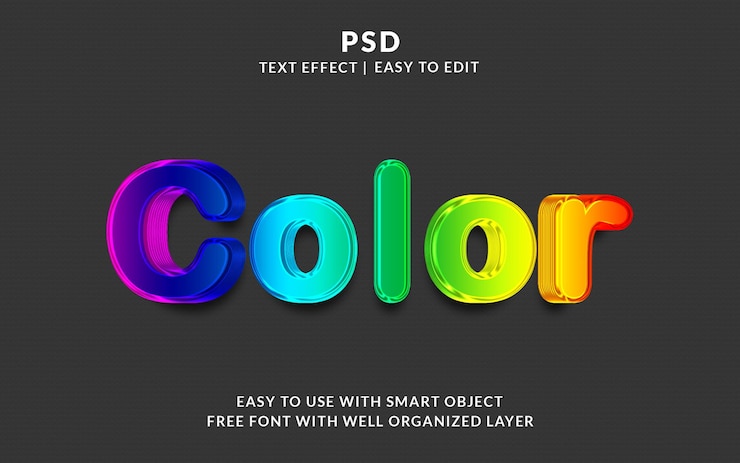 PSD farbige 3d-editierbare photoshop-text-effekt-stil psd mit hintergrund