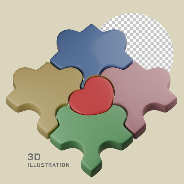 Farbige 3D-Puzzle-Elemente mit Gehör