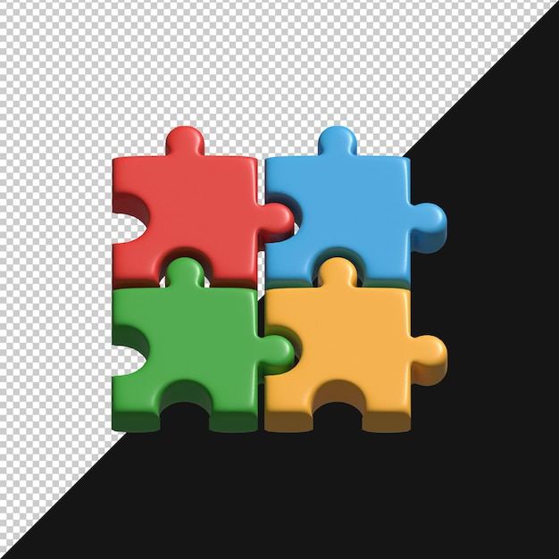 Farbige 3D-Puzzle-Stücke, die ineinander verknüpft sind