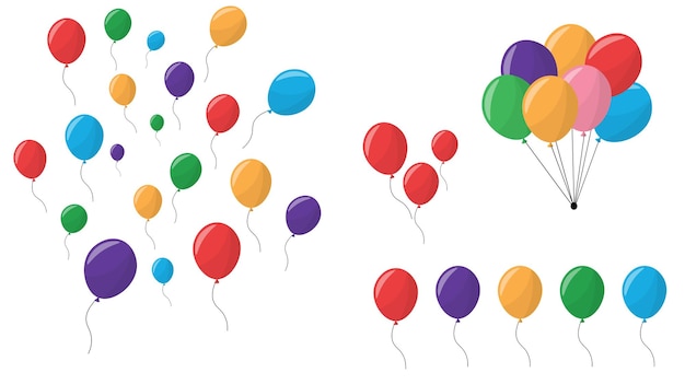 Farbige Ballons auf durchsichtigem Hintergrund
