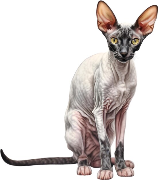 PSD farbige bleistiftskizze einer cornish rex katze