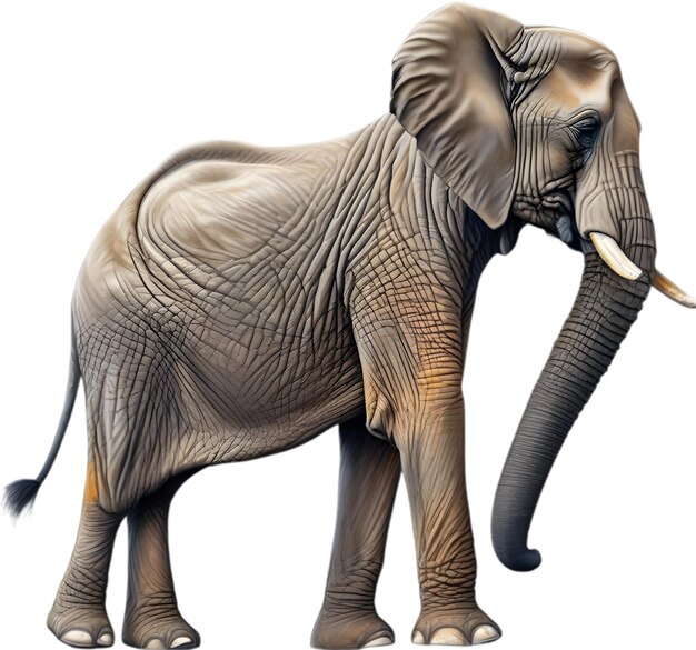 PSD farbige bleistiftskizze eines afrikanischen elefanten