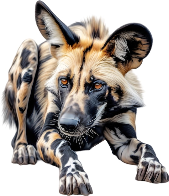 PSD farbige bleistiftskizze eines afrikanischen wildhundes