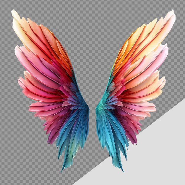 PSD farbige flügel png isoliert auf durchsichtigem hintergrund