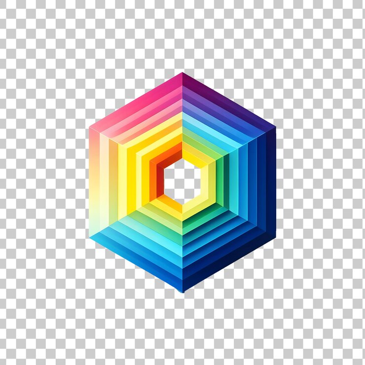 PSD farbige geometrische heptagonformen