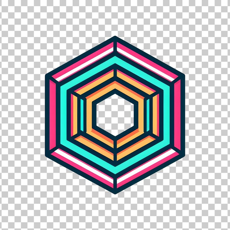 PSD farbige geometrische heptagonformen