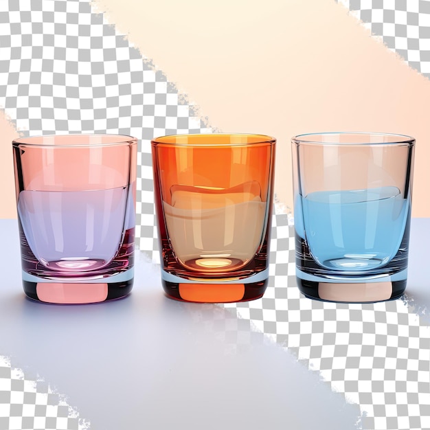 PSD farbige gläser für getränke auf transparentem hintergrund, geeignet für bars, restaurants, kneipen, cafés