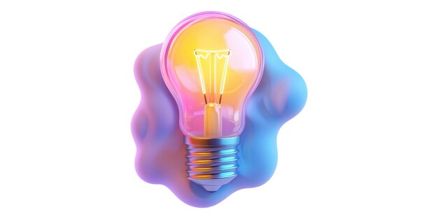 Farbige Glühbirne mit Gradient-Effekt, isoliert auf durchsichtigem Hintergrund