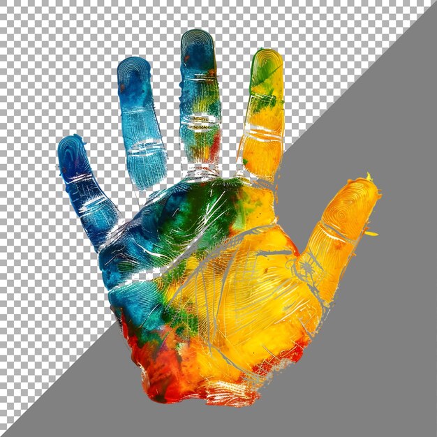 Farbige Handdrucke auf durchsichtigem Hintergrund Ai generiert