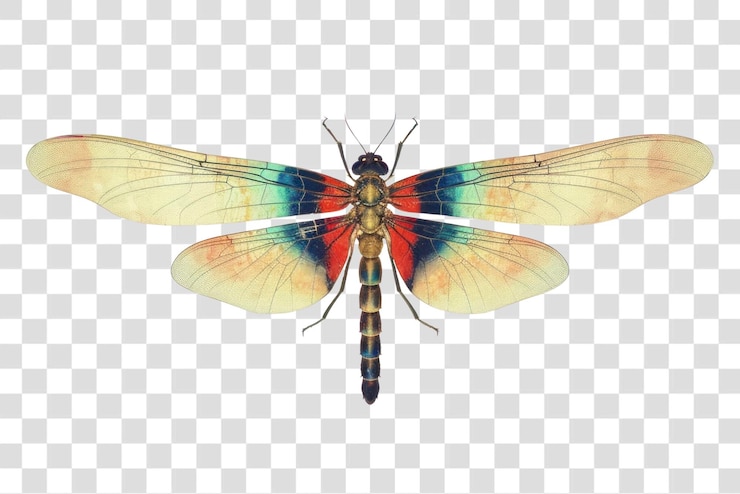 PSD farbige libelle auf durchsichtigem hintergrund