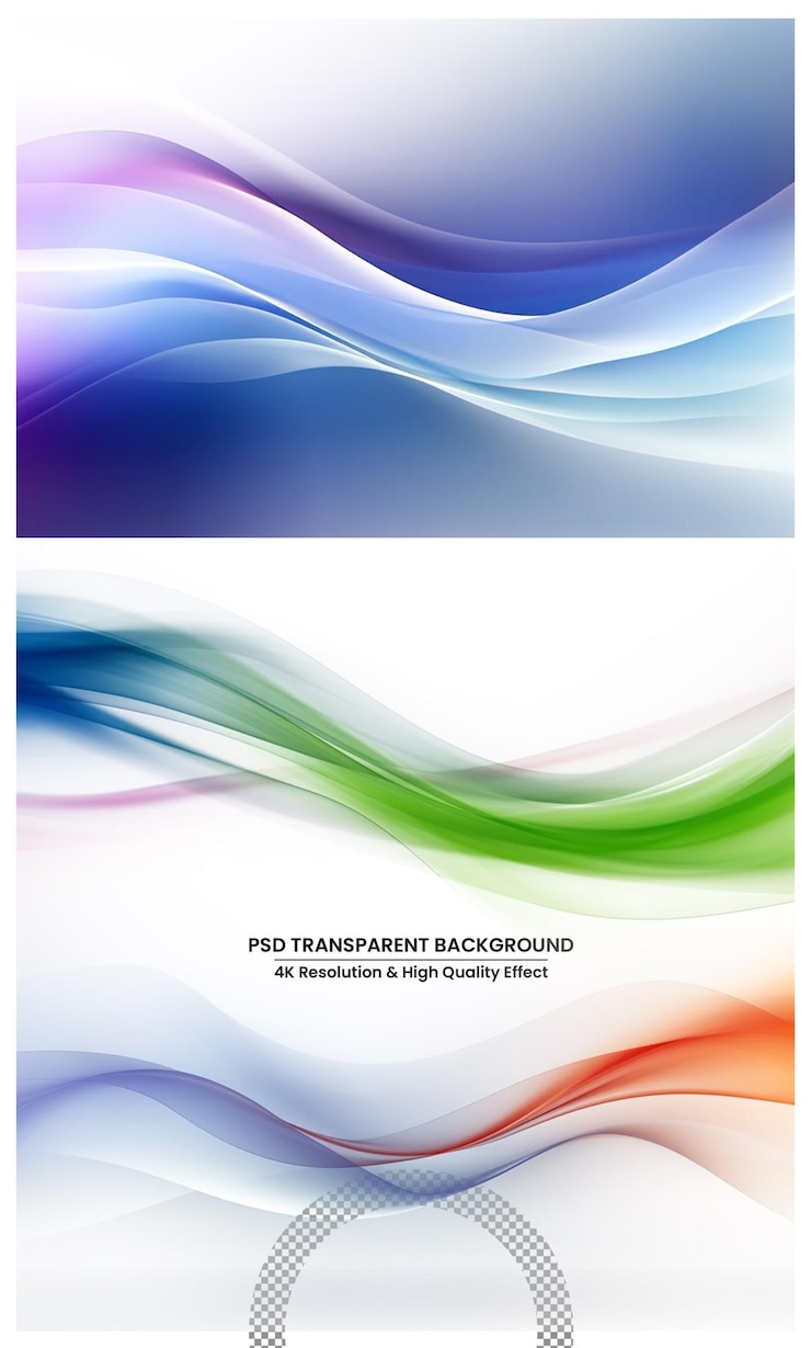 PSD farbige lichtwelle auf weißem, transparentem hintergrund