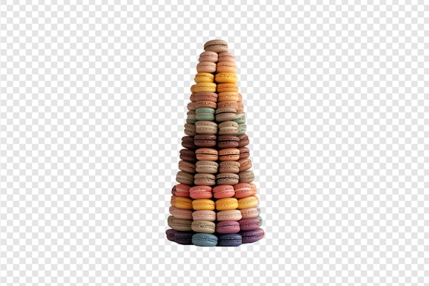 Farbige Makaronen in Form einer Pyramide auf einem durchsichtigen Hintergrund