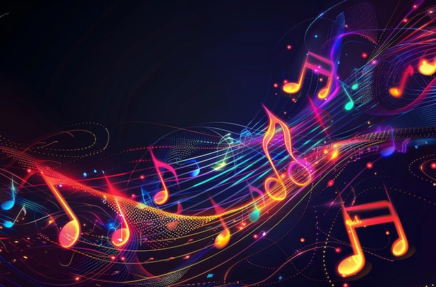 Farbige Musiknoten Hintergrund-Vektor-Präsentationsdesign