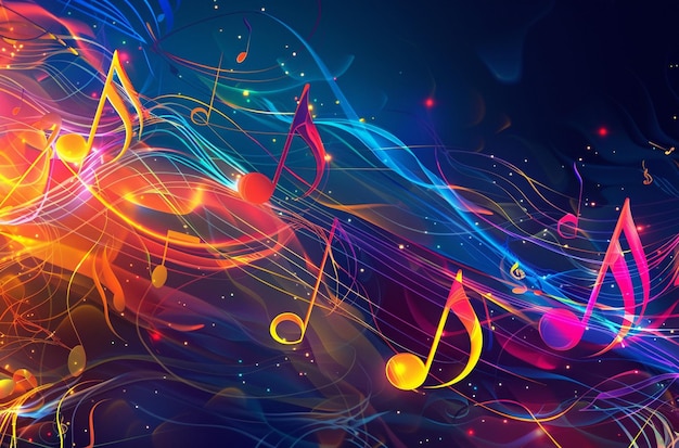 Farbige Musiknoten Hintergrund-Vektor-Präsentationsdesign