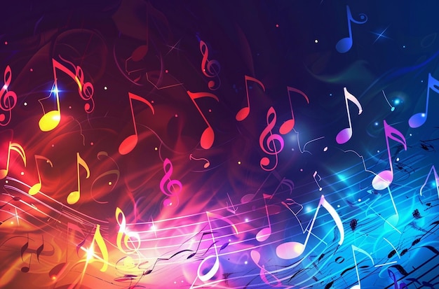 Farbige Musiknoten Hintergrund-Vektor-Präsentationsdesign