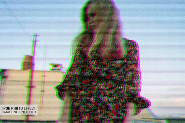 Farbige Pixel-RGB-Split-Doppelfarbe-Fotoeffekt