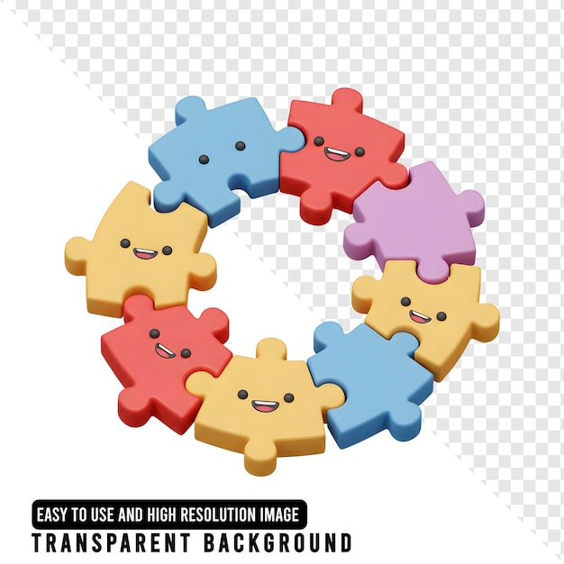 Farbige Puzzle-Stücke in einem Kreis, die Teamarbeit und Verbindung symbolisieren
