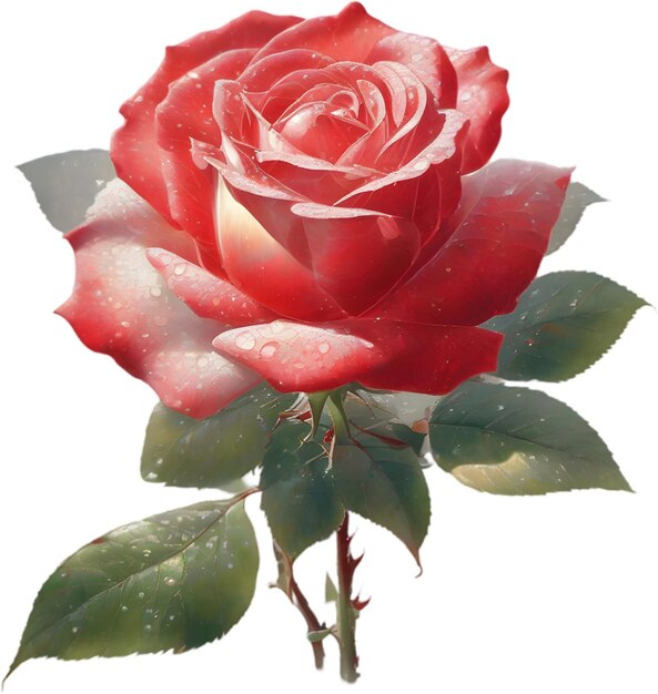 PSD farbige rose mit blättern clipart