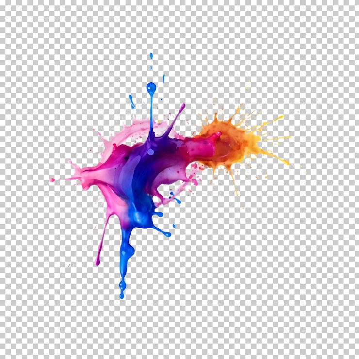 PSD farbige tinten-splatter-kunst, isoliert auf durchsichtigem hintergrund