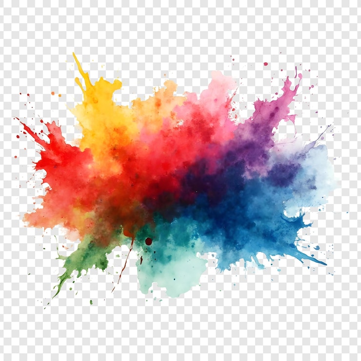 PSD farbige tinten-splatter-kunst, isoliert auf durchsichtigem hintergrund