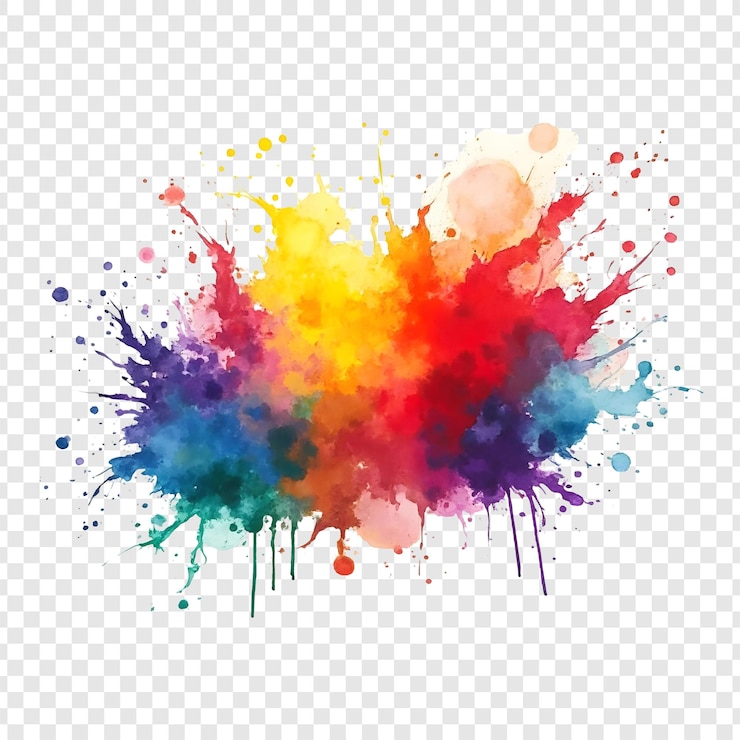 PSD farbige tinten-splatter-kunst, isoliert auf durchsichtigem hintergrund