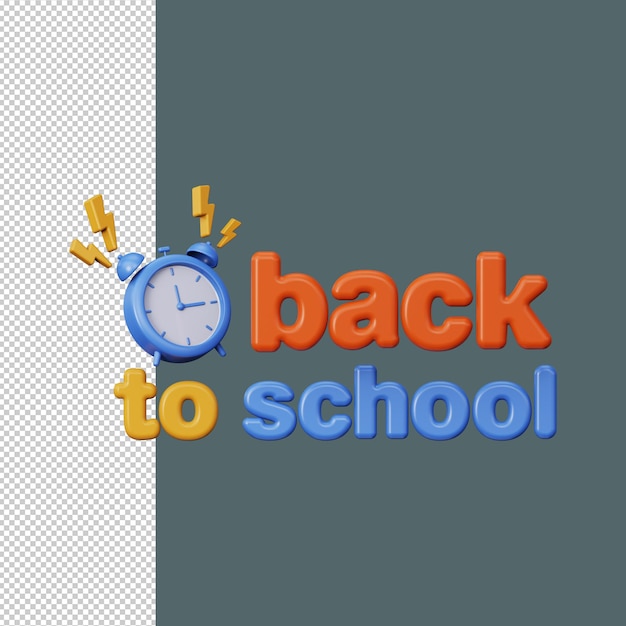 Farbiger 3D-Text zurück zur Schule