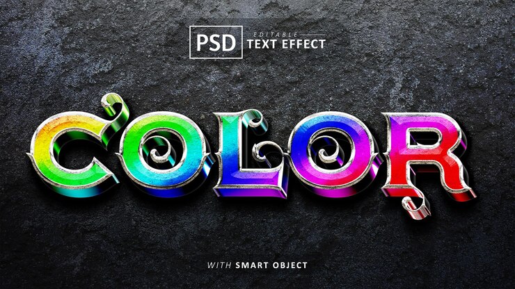 PSD farbiger 3d-texteffekt bearbeitbar