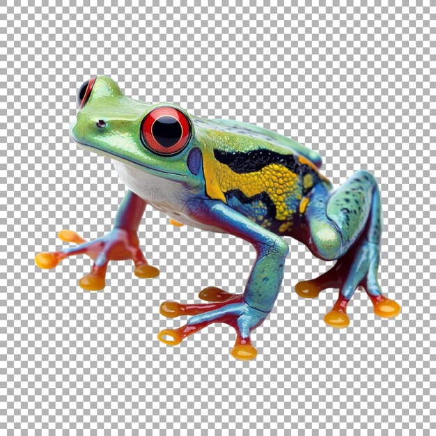 Farbiger Baumfrosch auf durchsichtigem Hintergrund Ai generiert