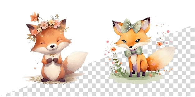 PSD farbiger kranz fox clipart ai generative